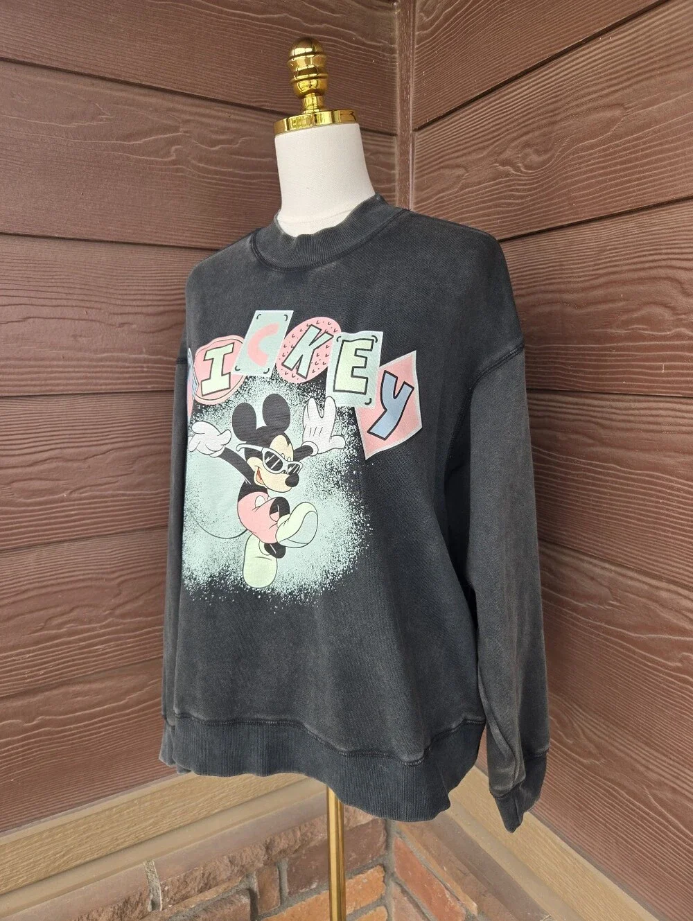 H&M Disney Mickey Mouse Acid Black Sweatshirt Women’s Size Large (Fits S/M) NWOT